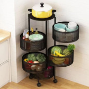 5 Layer (Round) Full Metal Fruit/Vegetable Rack(Black)