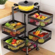 5 Layer (Square) Full Metal Fruit/Vegetable Rack (Black)