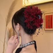 (Red Flower Hair Clip ( লাল ফুল হেয়ার ক্লিপ)