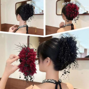 (black Flower Hair Clip ( কালো ফুল হেয়ার ক্লিপ)